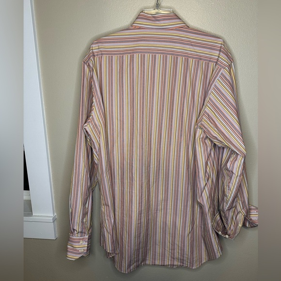Tailorbyrd Men’s Button Down Long Sleeve Striped Shirt Size XL Yellow Orange - Picture 5 of 6